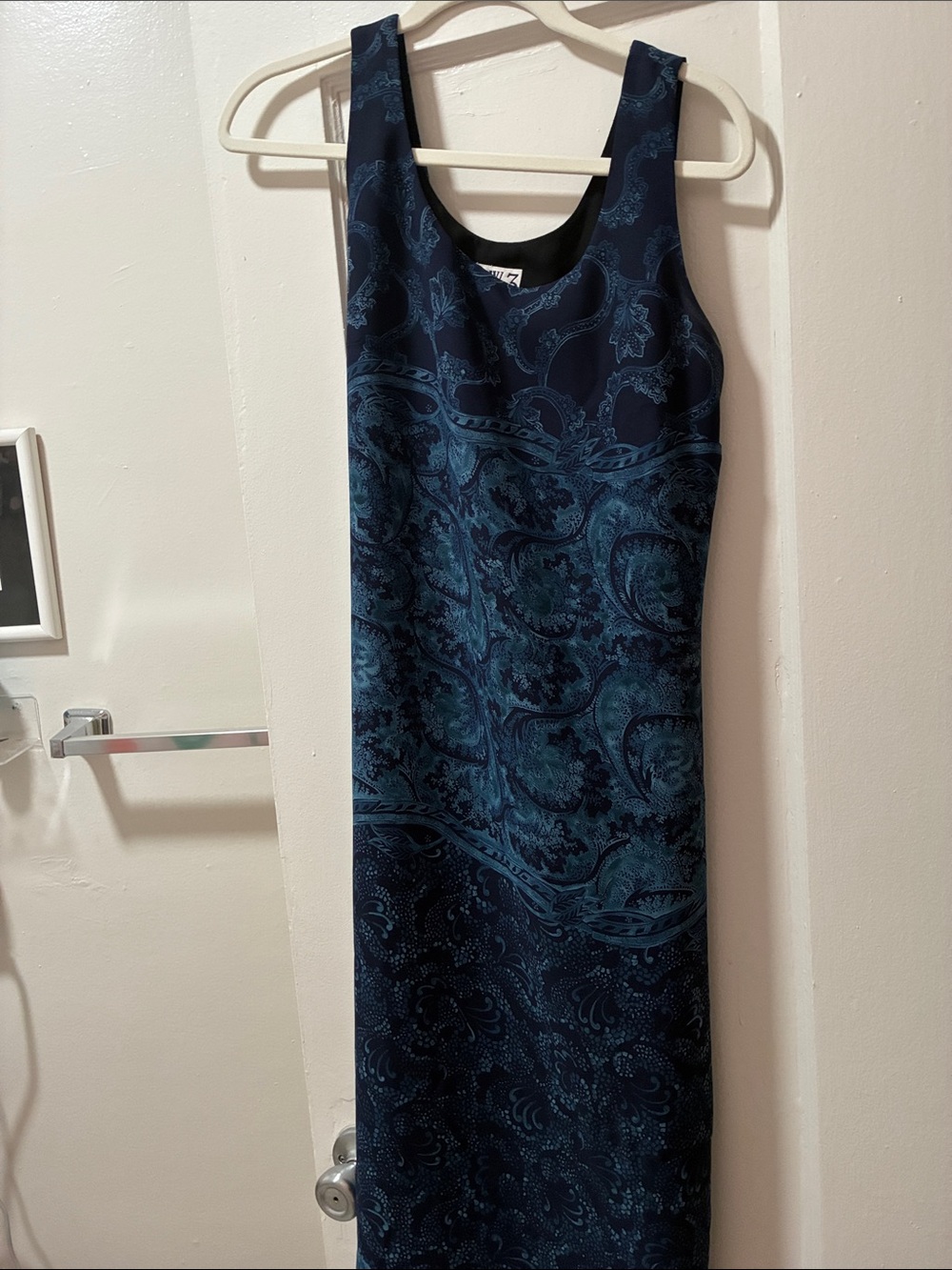 Sleeveless Navy Paisley Maxi Dress